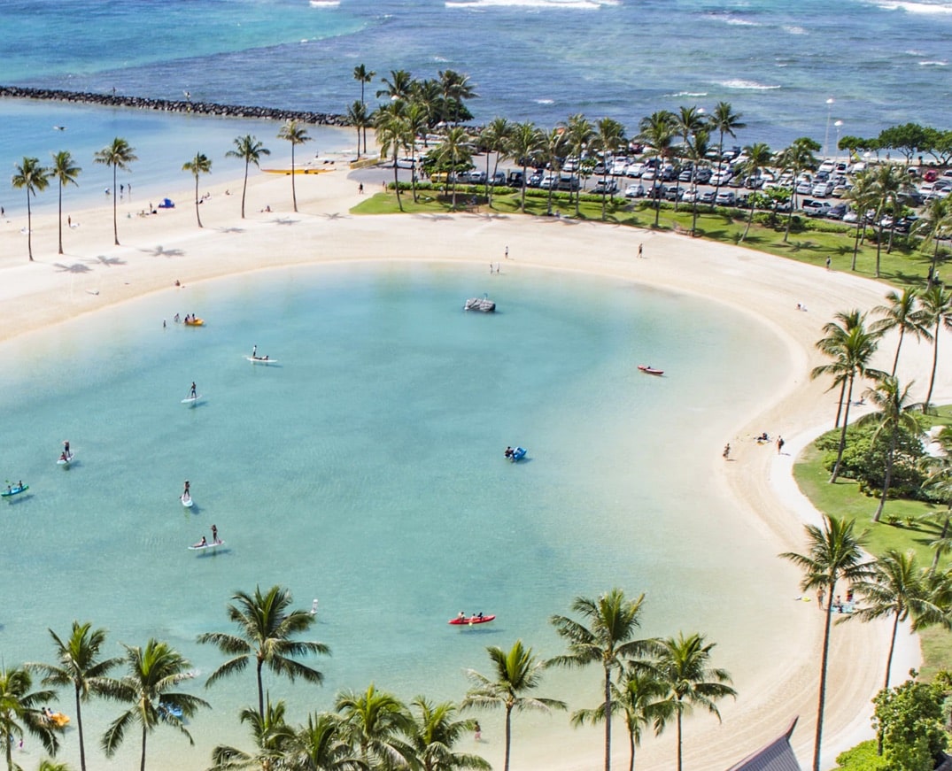 overhead photo of a Hawaiian beach resort