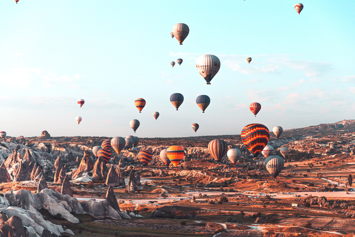 hot air balloons over Turkey